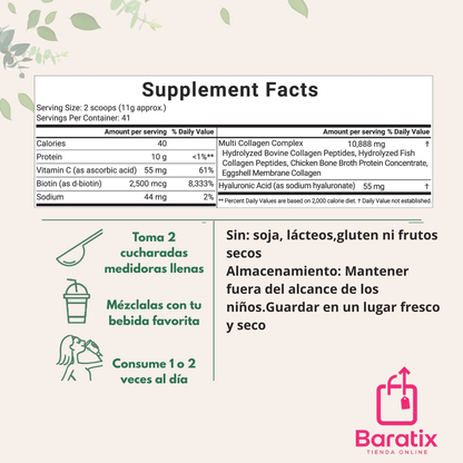 Multi Colágeno Hidrolizado Micro Ingredients (5 Tipos + Biotina)